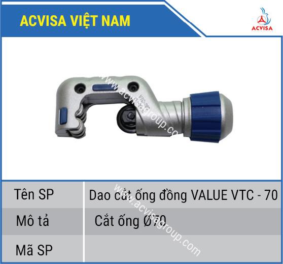 Dao cắt ống đồng value model: vtc - 70