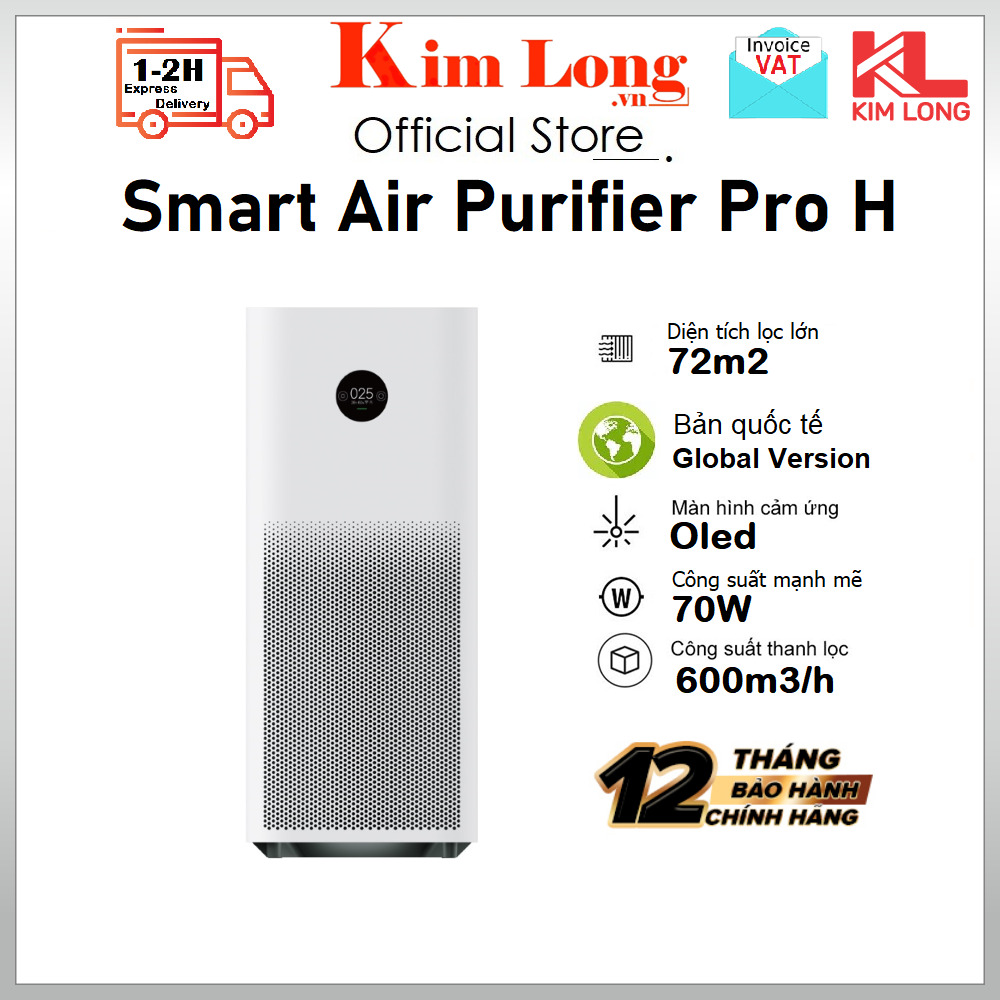 Máy lọc không khí Xiaomi Smart Air Purifier Pro H Bản quốc tế - Bảo hành 12 tháng chính hãng