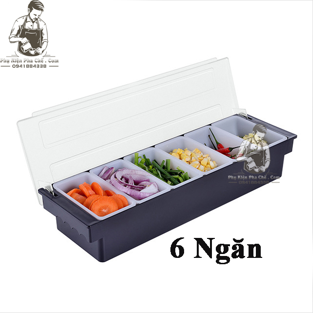 Khay 6 Ngăn - Khay Đựng Topping 6 Ngăn
