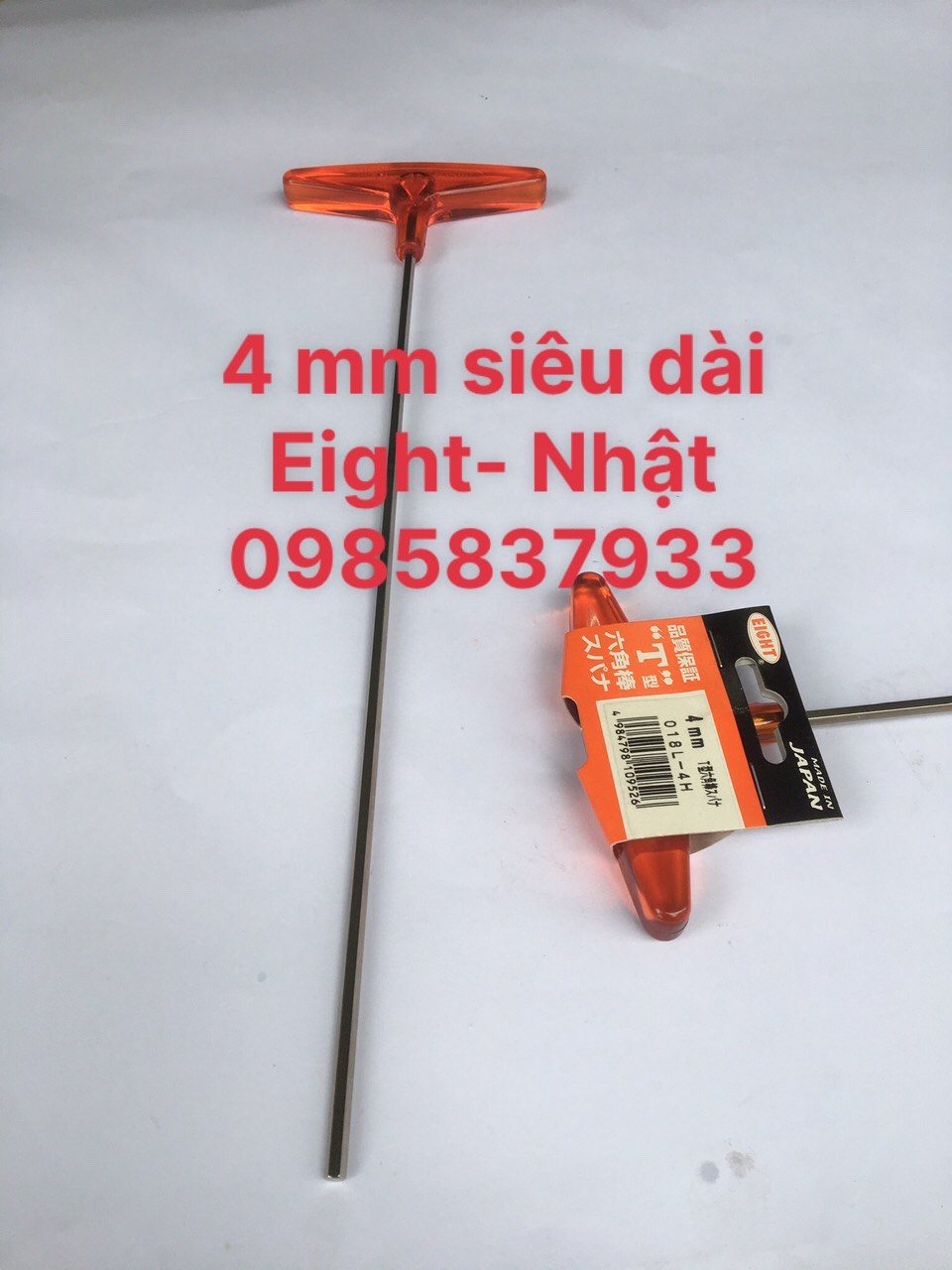 [Freeship +quà tặng 19k] Tay vặn lục giác 4 mm chữ T siêu dài 350 mm 018L-4H Eight Nhật tại Máy NTT dùng cho ốc sâu dễ dàng