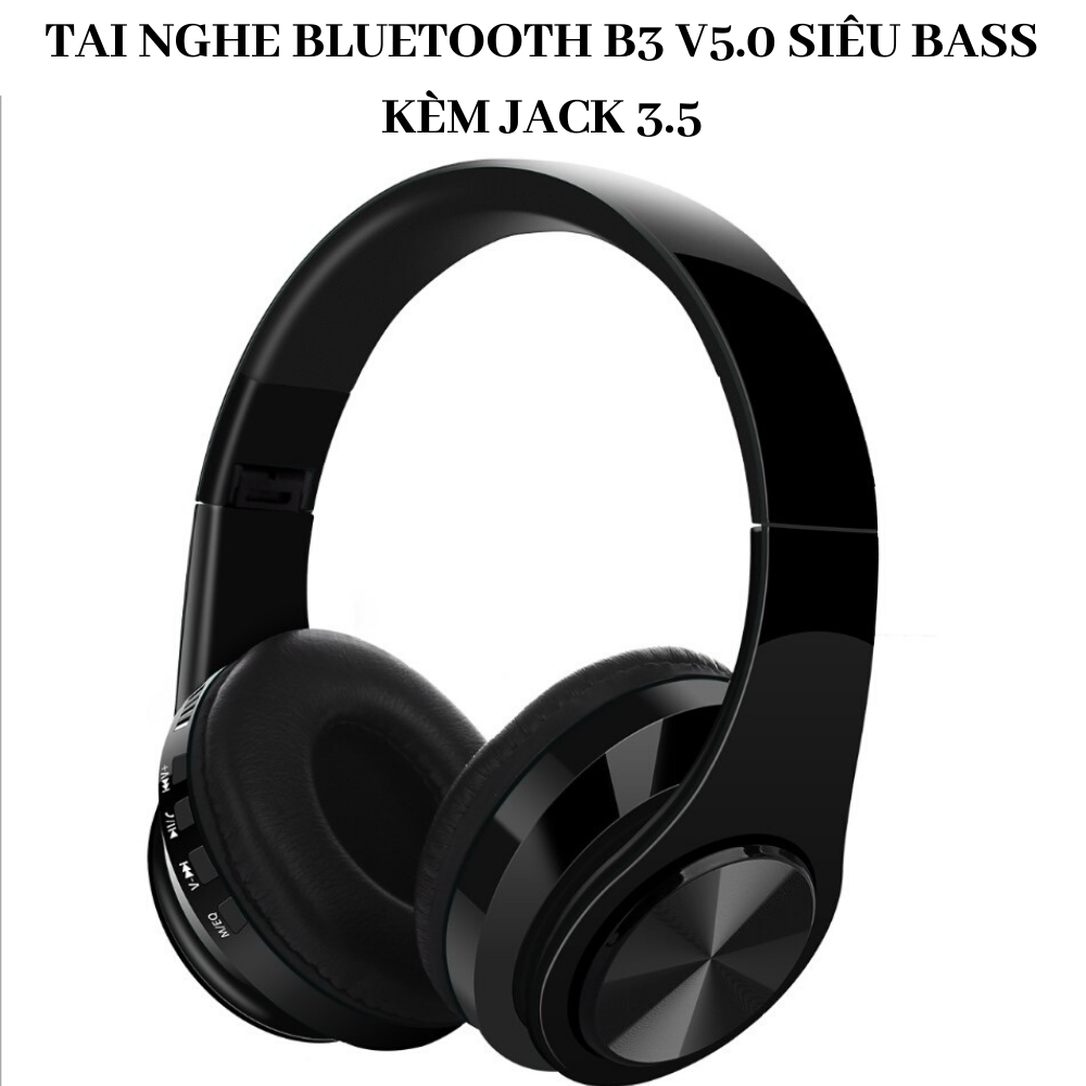 Tai nghe bluetooth chụp tai b3 v5.0 kèm jack 3.5 siêu bass dj, tai nghe khong day chup tai bluetoth
