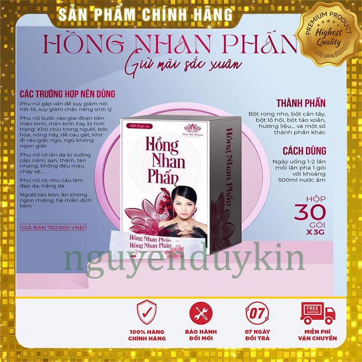 [Sẵn hàng] Hồng Nhan Phấn (dạng bột mới) Chuyên Nám Tàn Nhang lấy lại tuổi xuân BẠCH LINH BÁCH Y SÂM (hộp 30 gói x 3g)