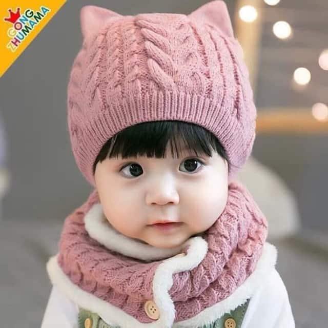 Sét Mũ Len Kèm Khăn Cho Bé Trai Và Bé Gái  Siêu  Đáng Yêu(1- 4 tuổi)