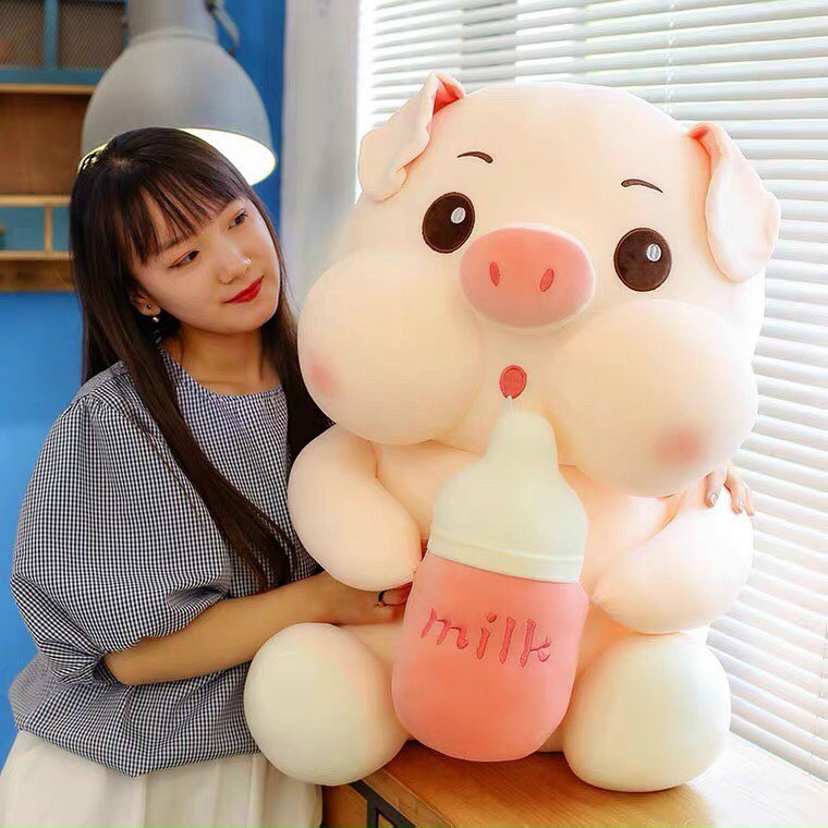 gấu bông heo ôm bình sữa lợn bú bình mẫu thú nhồi bông siêu hot hit hàng cao cấp