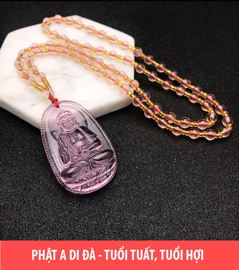 Chuỗi hạt đeo cổ mặt Phật bản mệnh người tuổi Tuất, tuổi Hợi - phật A Di Đà (màu tuỳ chọn)