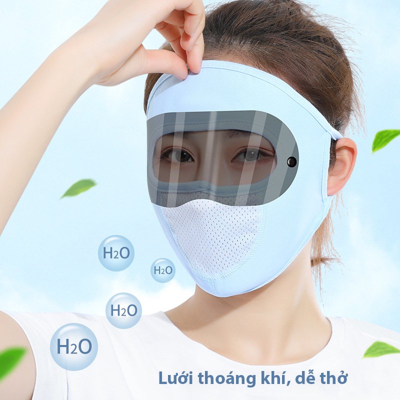 Khẩu trang ninja có kính chống nắng chống bụi che kín mặt vải thun đeo tai thoáng mát kính trắng kính đen