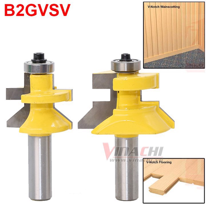 Bộ 2 Mũi Ghép Ván Sàn Vàng - Bộ 2 Mũi Ghép Ván Sàn Vàng chuyên dùng để ghép ván, ghép mộng bén khít, chắc chắn