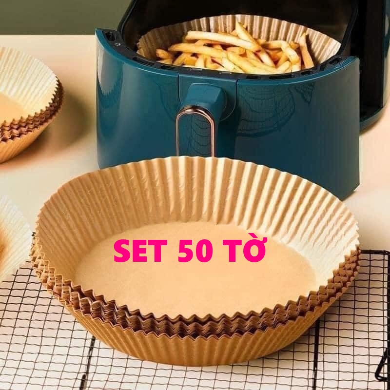 Set 50 miếng giấy nến thấm dầu lót nồi chiên chống dính siêu tiện lợi, giay nen, giay lot noi chien, giay tham dau, dung cu lam banh, giay lot banh, phu kien nha bep,