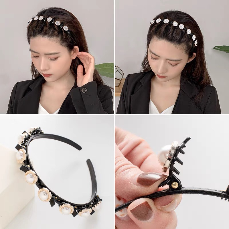 Bờm kẹp tóc Tik Tok Hàn Quốc bờm đính đá kẹp tóc tạo kiểu hot Halena PK 40