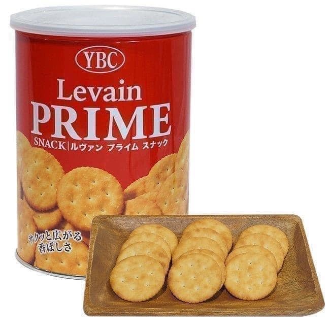 Bánh quy bơ Levain Prime Snack hộp thiếc của YBC Nhật hộp 132gr (hộp có 3 cây, mỗi cây 13bánh, loại không nhân)