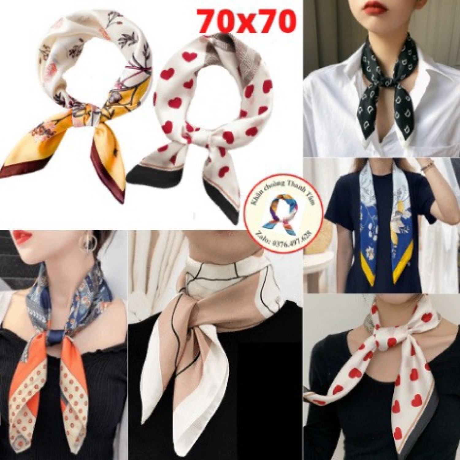 Khăn lụa vuông 70x70 quàng cổ - quấn tóc - làm áo yếm - sang trọng trang nhã