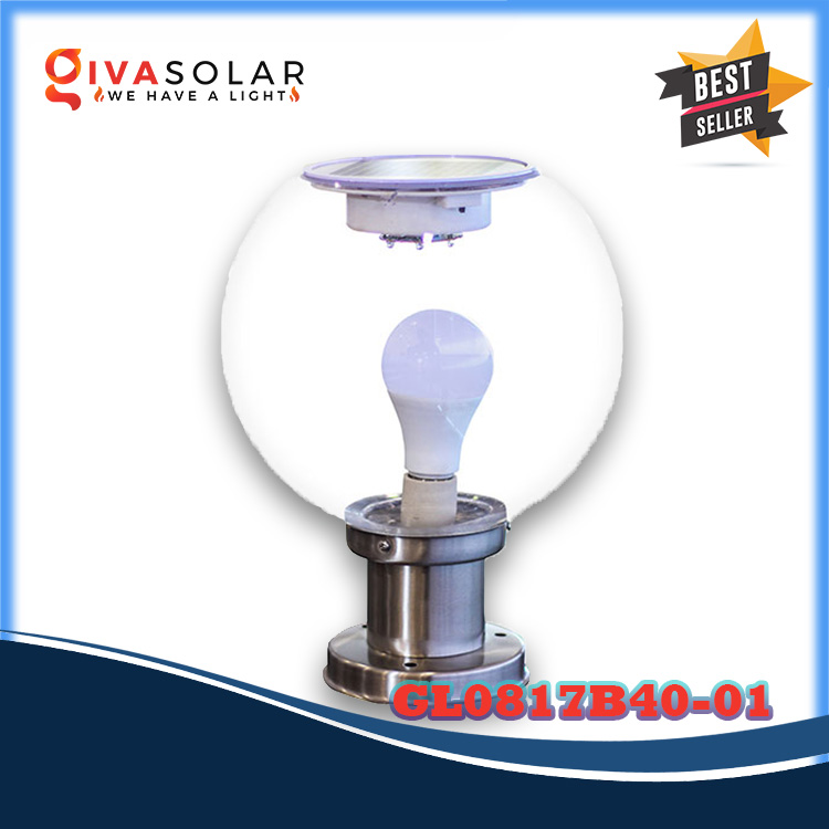 Đèn trang trí trụ cổng năng lượng mặt trời GIVASOLAR GV-GL0817B40-01