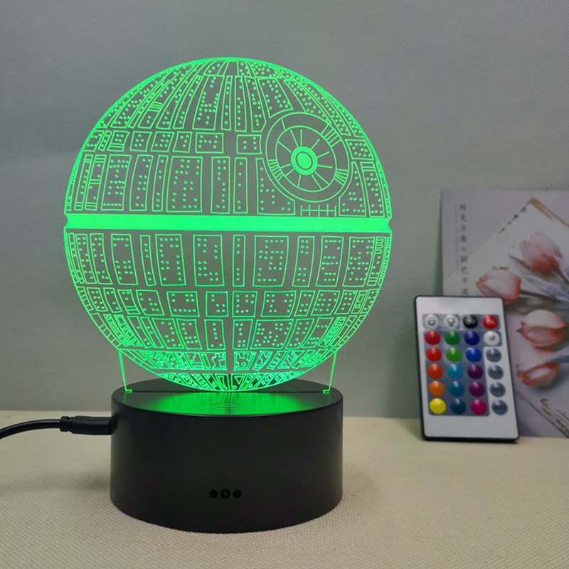 Đèn mica anime led rgb 3d death star - star war