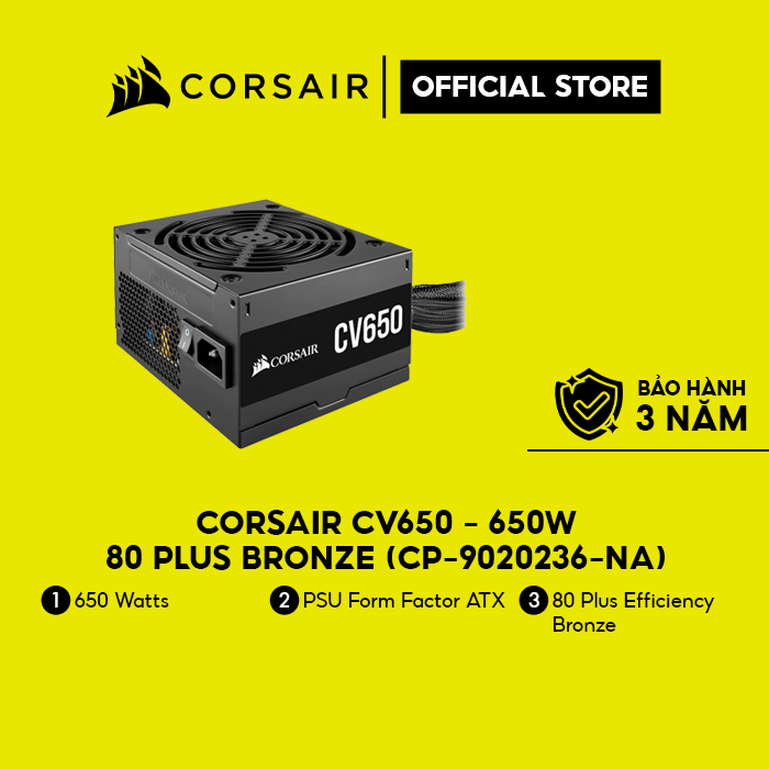 Nguồn máy tính CORSAIR CV650 - 80 Plus Bronze