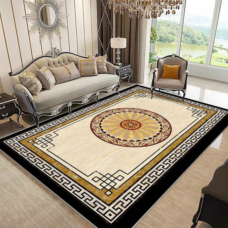 Thảm nỉ bali trải sàn loại 1m6 x 2m3 mẫu tâm tròn vàng
