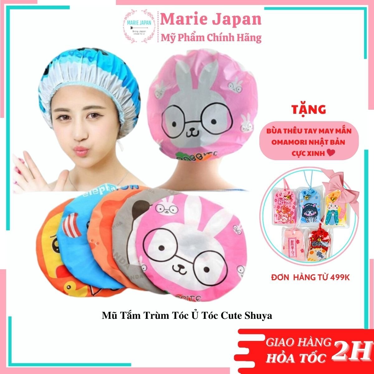 Mũ tắm trùm tóc ủ tóc cute shuya
