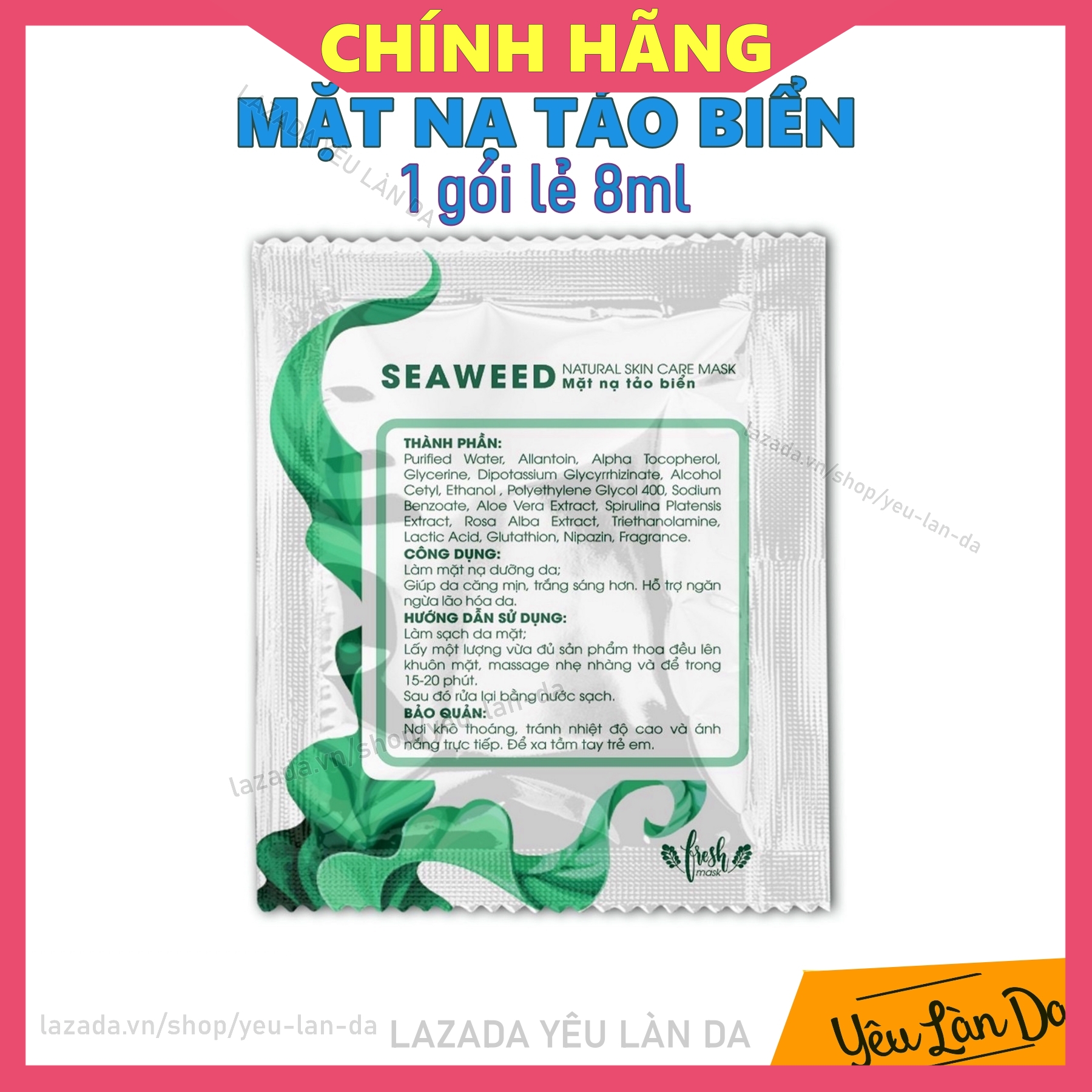 [CHÍNH HÃNG] Gói Lẻ 8ml MẶT NẠ TẢO BIỂN Magic Skin Seeweed Natural Skin Care MASK