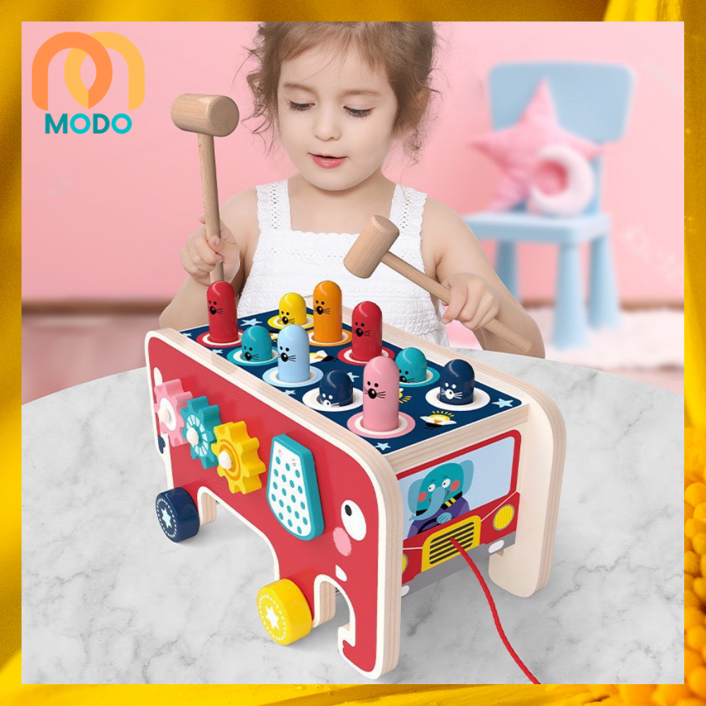 Đồ Chơi Gỗ Đập Chuột Hình Con Voi Kèm Đàn, Kèm Bánh Răng Xoay 3 in 1 Cho Bé Giải Trí Phát Triển Trí Tuệ, đồ chơi cho bé, đồ chơi giáo dục, đồ chơi gỗ, đồ chơi đập chuột, đập chuột gỗ, đồ chơi cho bé, đồ chơi