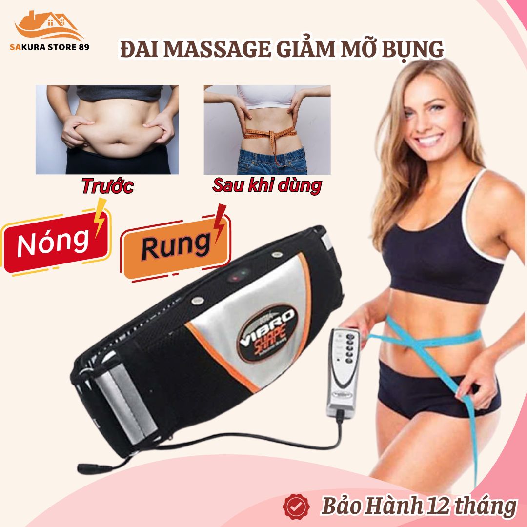 Đai massage giảm mỡ bụng, máy massage rung nóng giảm mỡ toàn thân Vibro dành cho nam nữ
