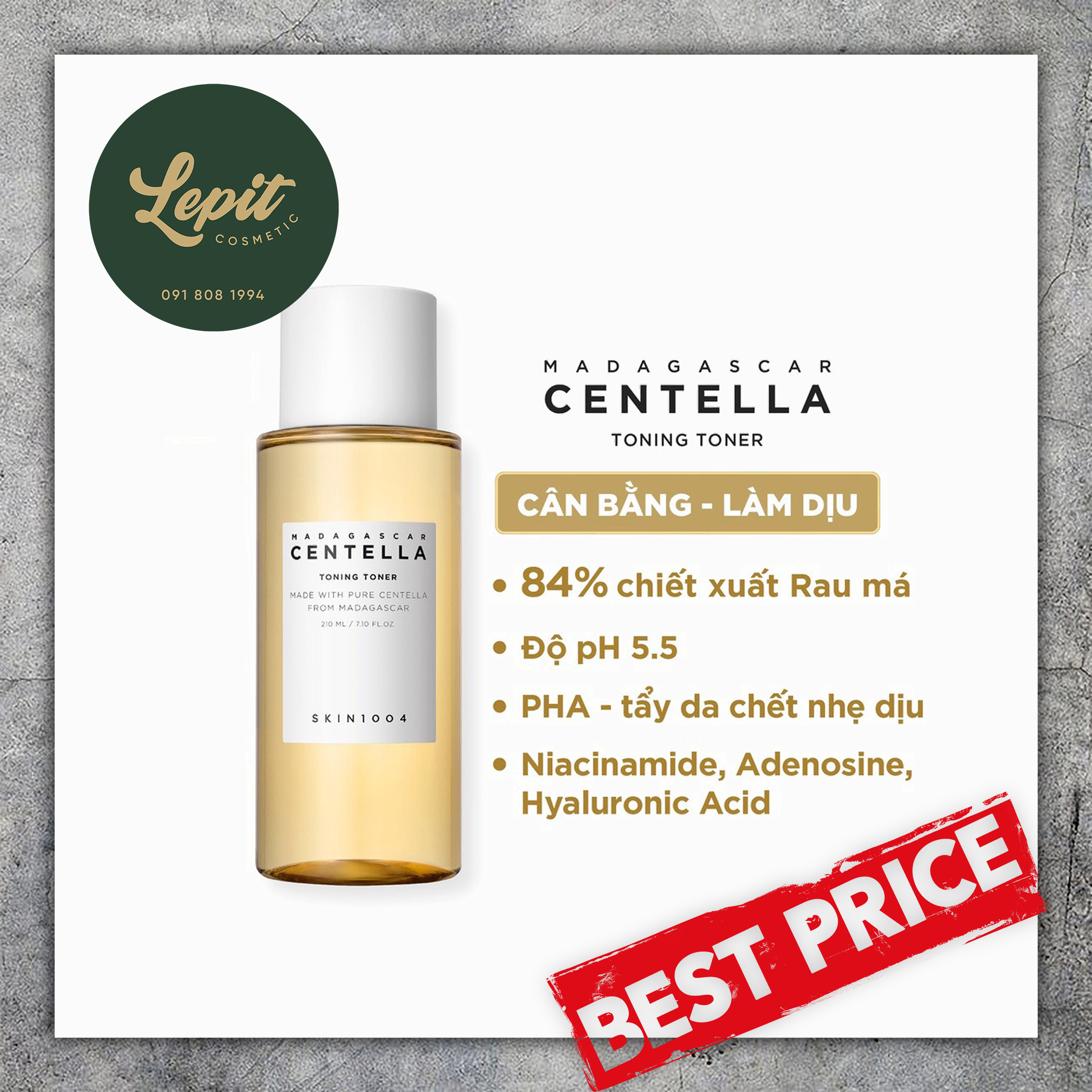 Nước hoa hồng Madagascar Centella Toning Toner Skin1004 Toner Rau Má Skin1004