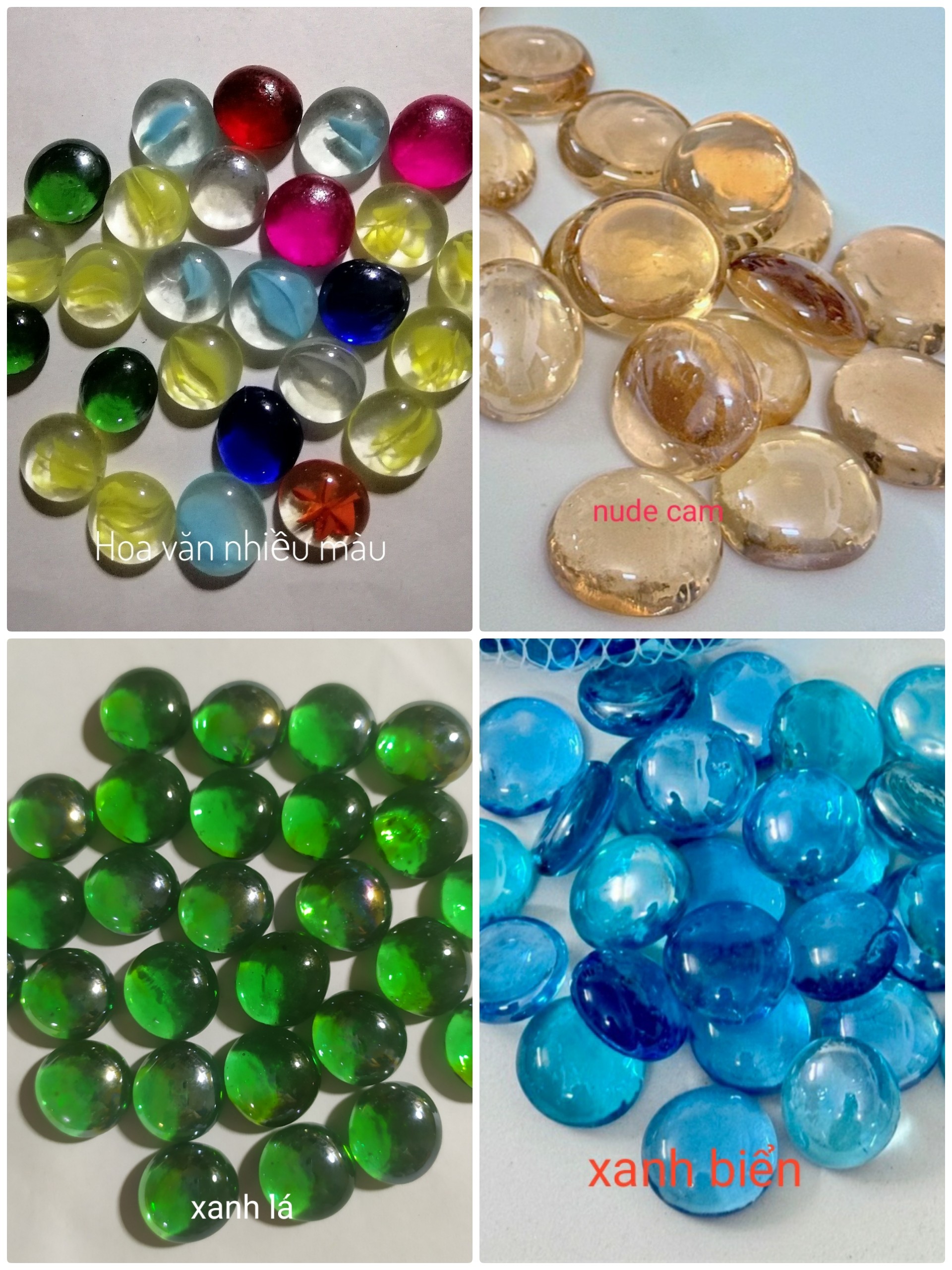 [Chọn loại] Sỏi Thủy Tinh (bịch 300gam) Trang Trí Hồ Cá-Bể Cá, Hòn Non Bộ, Tiểu Cảnh