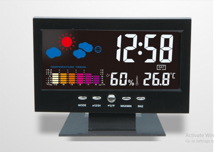 Đồng Hồ Để Bàn LED LCD Báo Thức Thời Tiết Cảm Biến Âm Thanh Cao Cấp DS-8082