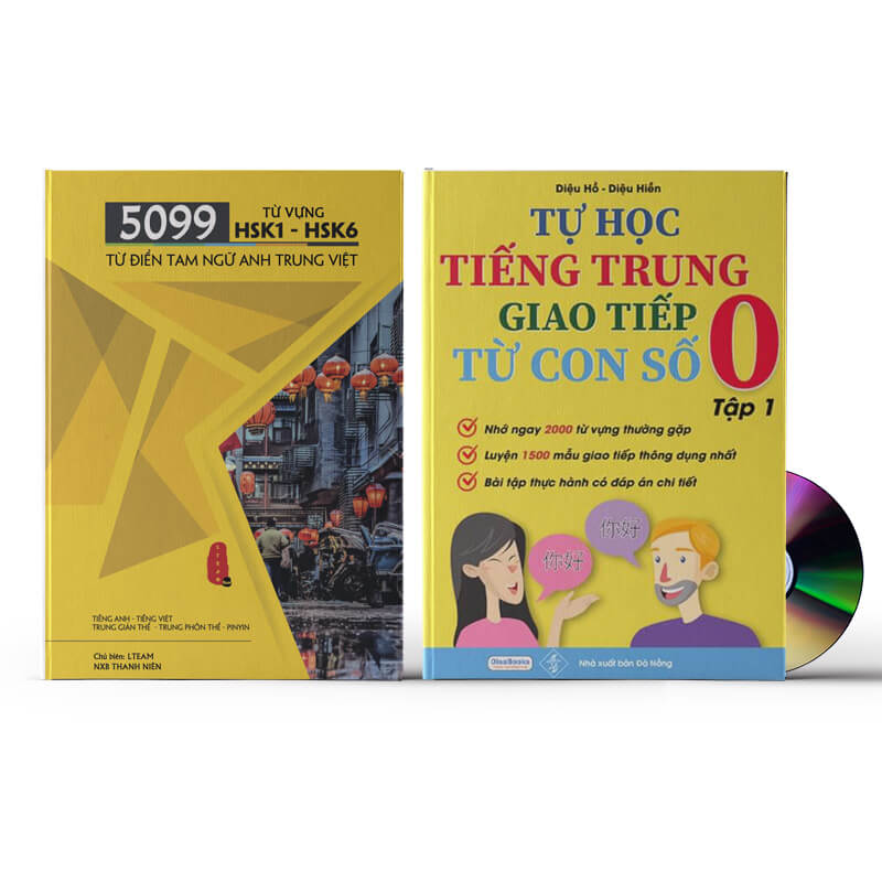 [HCM]Combo 2 sách: 5099 Từ Vựng HSK1 – HSK6 Từ Điển Tam Ngữ Anh – Trung – Việt  + Tự Học Tiếng Trung Giao Tiếp Từ Con Số 0 Tập 1 (Có audio nghe) + DVD quà tặng