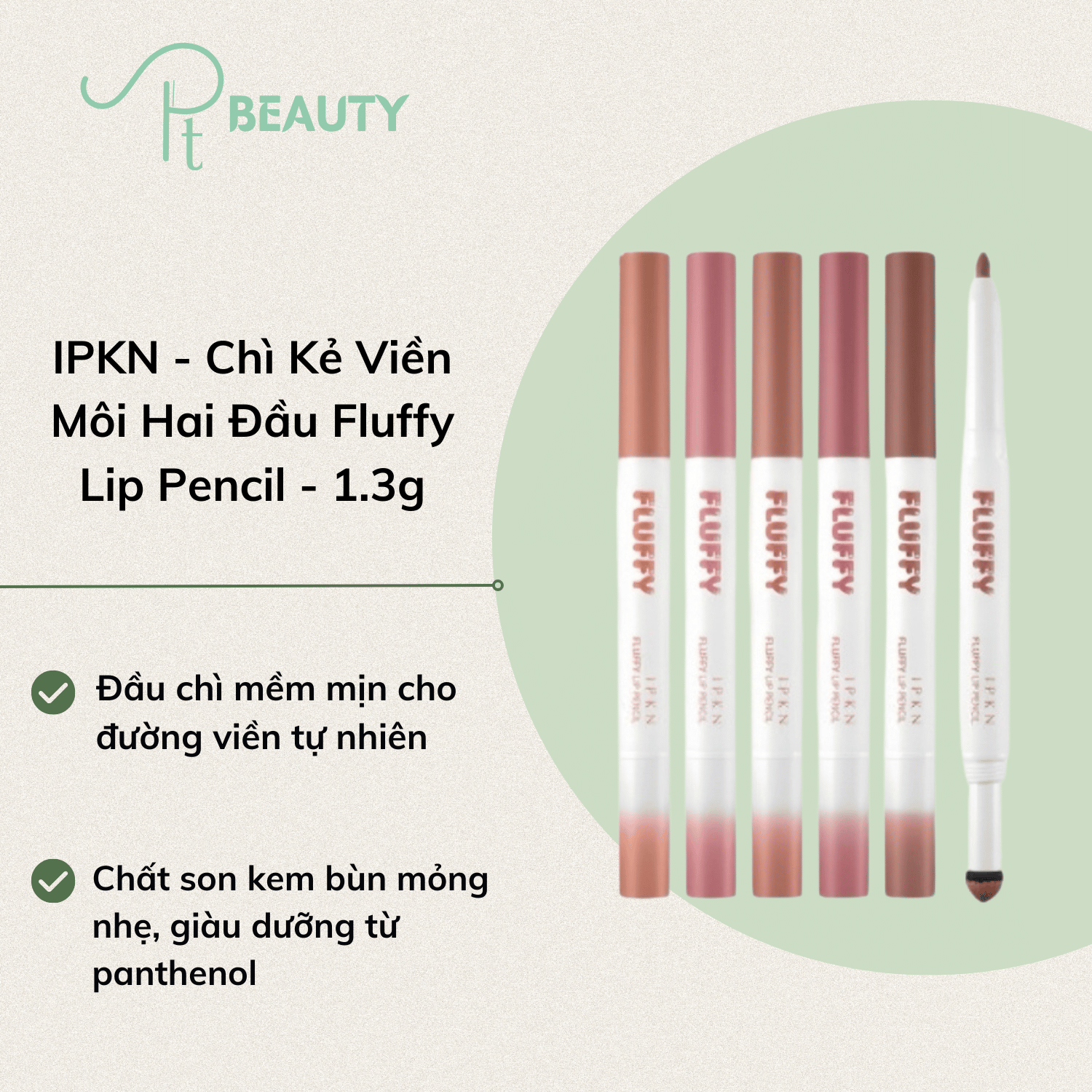 Chì Kẻ Viền Môi Hai Đầu Tiện Lợi IPKN Fluffy Lip Pencil 1.3g