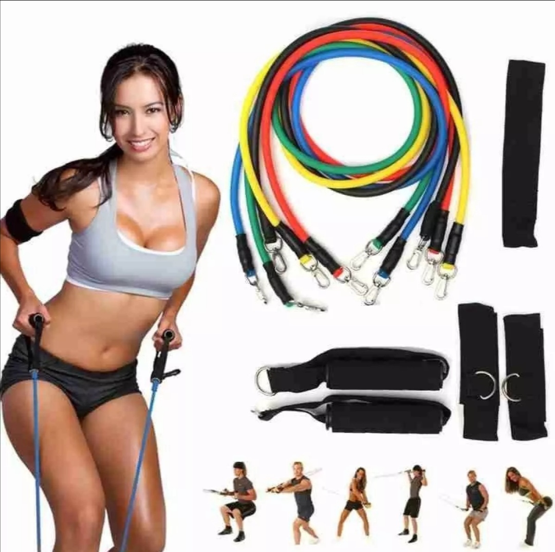 Bộ 5 dây tập ngũ sắc đàn hồi. Dụng cụ tập Gym tại nhà. Đầy đủ phụ kiện đi kèm. Dụng cụ tập cơ tay, cơ vai (MI230)