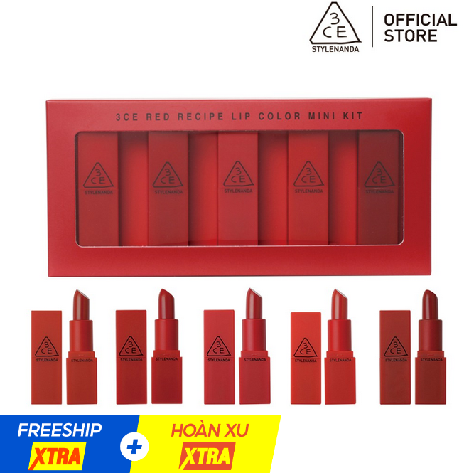 Set 5 son mini tôn đỏ thỏi lì , bền màu, lâu trôi