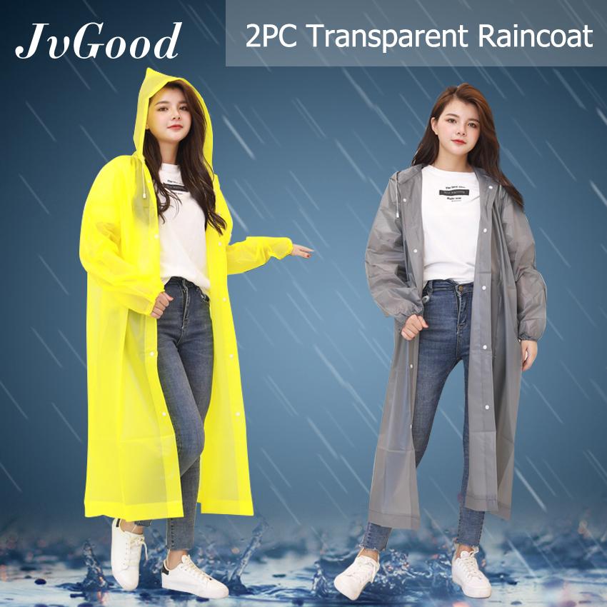 JvGood Transparent Raincoat Poncho Rainwear EVA Rain Cape Waterproof Portable Environmental Light Rain Coat with Hat Long Use Thick Unisex for Outdoor and Travel