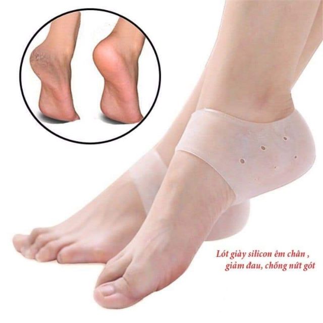 Lót gót chân silicon chống nứt nẻ, chai chân, combo 2 miếng vớ lót silicon