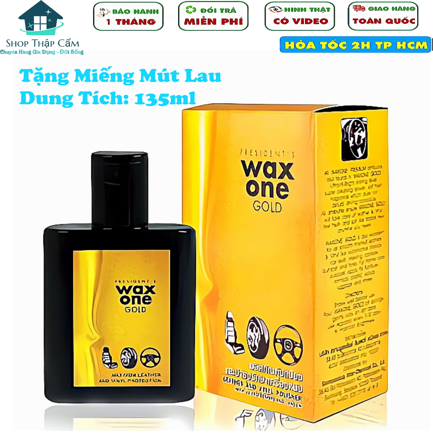 Chai Phục Hồi Nhựa Nhám Đen - Đánh bóng nội thất ô tô và đồ da Wax one gold 135ml