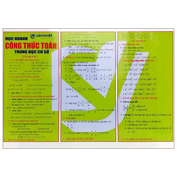 Fahasa - Học Nhanh Công Thức Toán THCS (Lớp 6-7)
