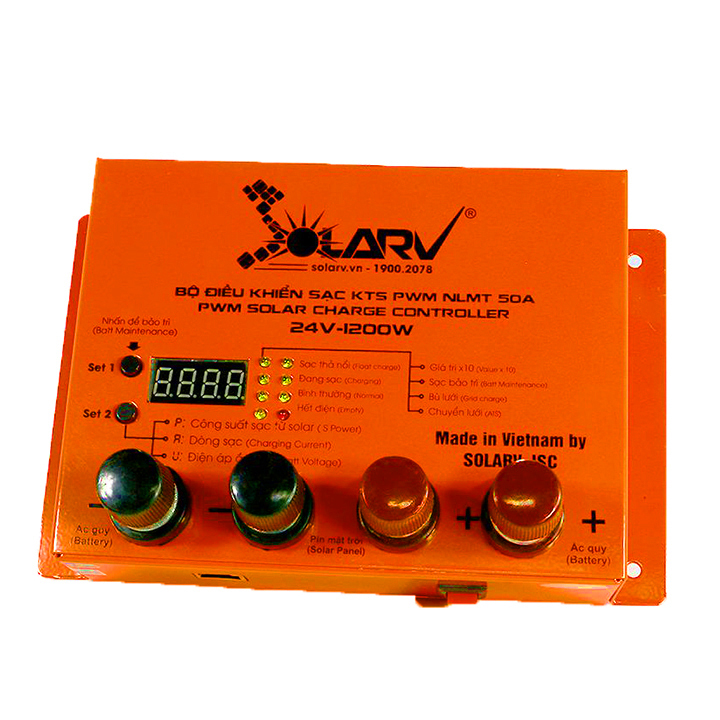 BỘ ĐIỀU KHIỂN SẠC SOLARV PWM 24V 50A, Dùng được tối đa 1200W pin với hệ 24V - Hàng chính hãng - Điện Dân Dụng.