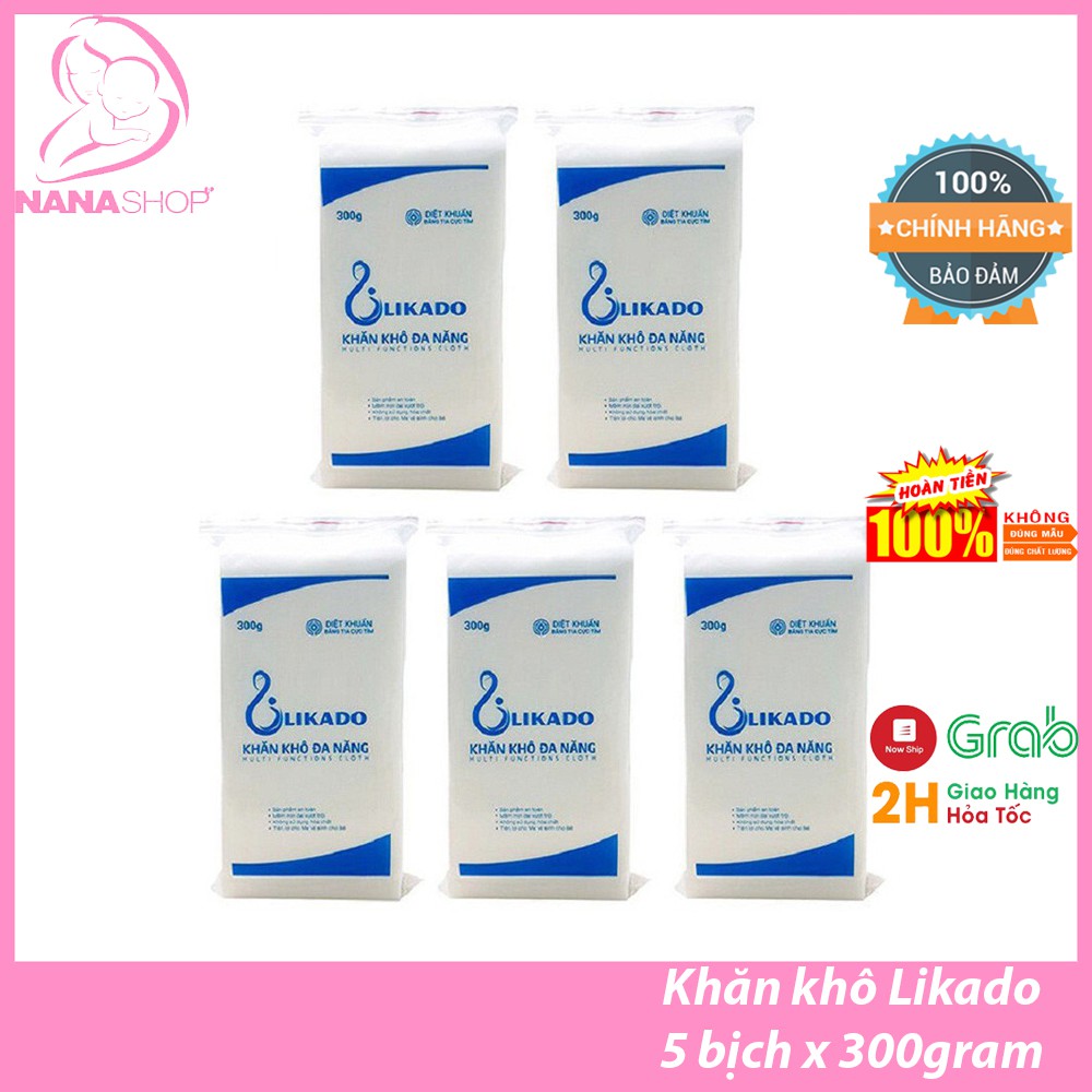 Combo 5 gói khăn vải khô đa năng Likado 300gram
