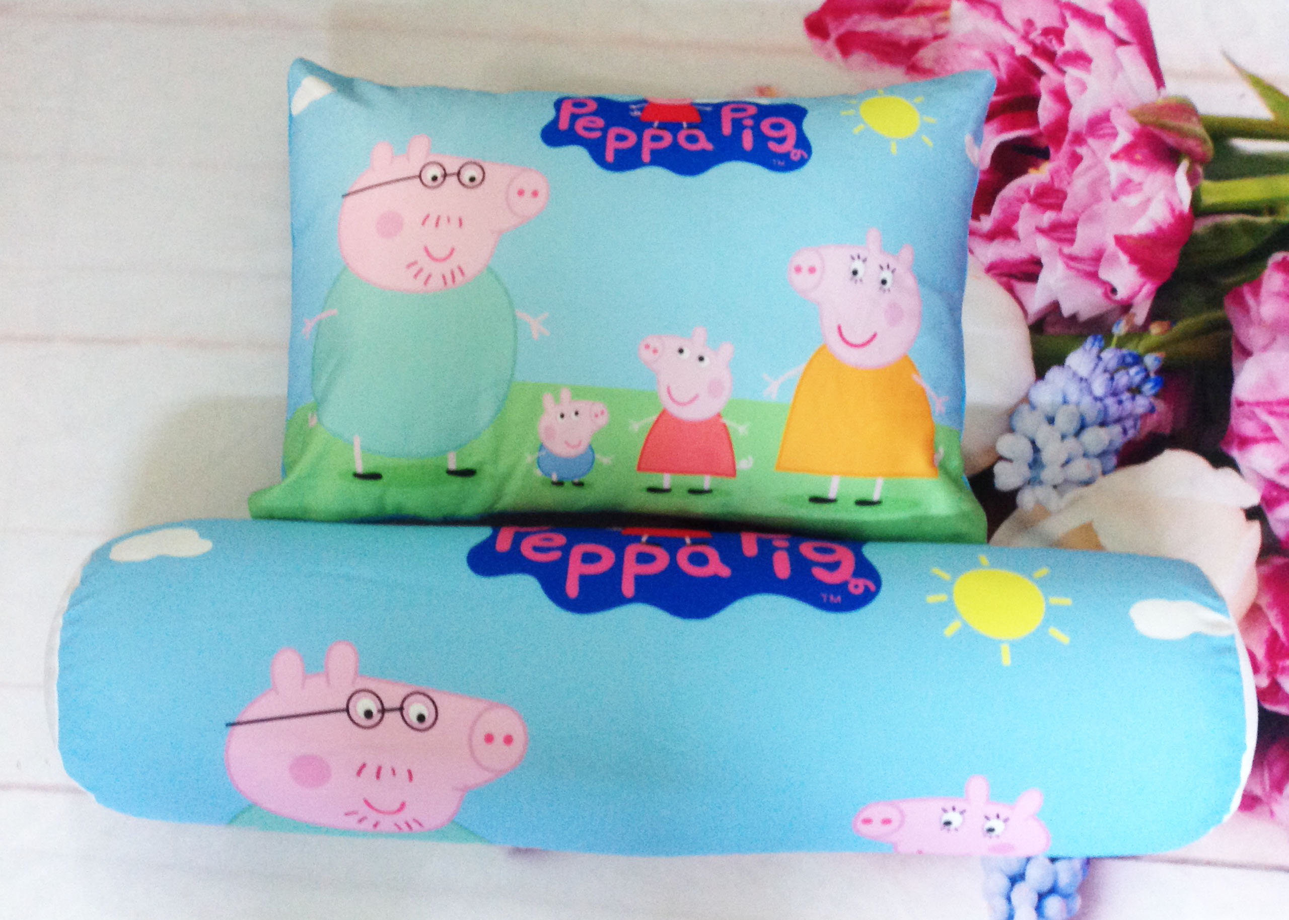 Set gối nằm và gối ôm Heo Peppa cho bé mẫu giáo