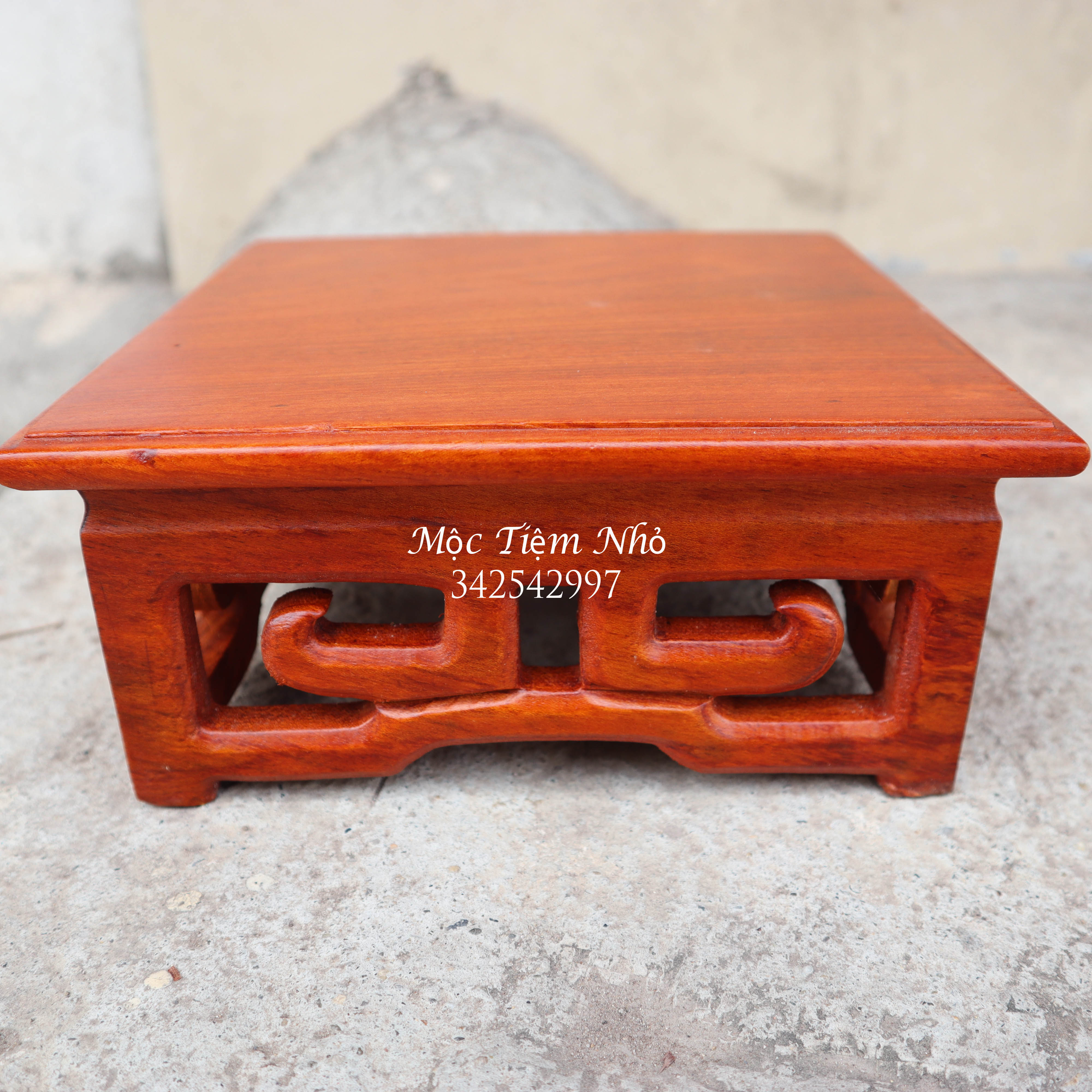 Nhất sơn vuông đế bát hương đôn gỗ hương kỷ chiện vuông 8cm mặt vuông 10,12,14,16,18,20,22