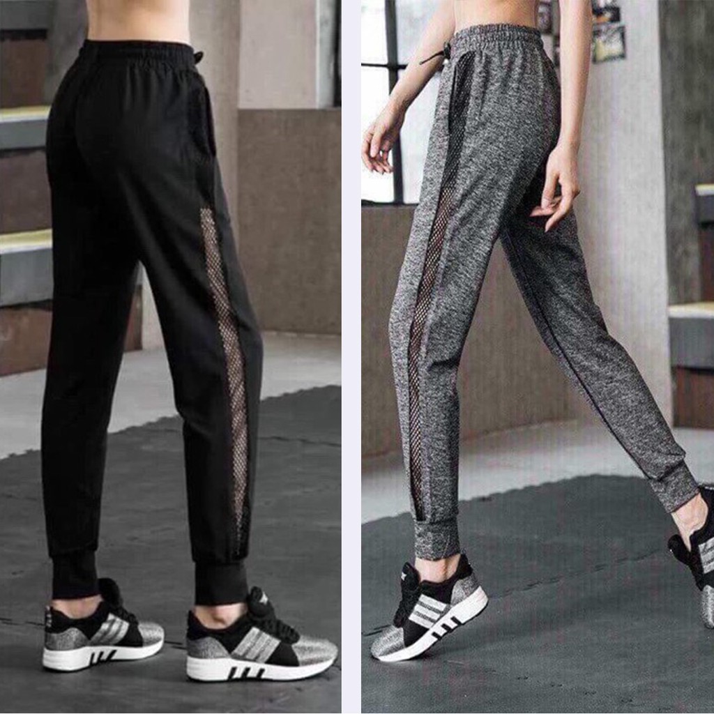 Quần Thể Thao Nữ - Quần Jogger phối lưới tập Gym, Yoga, Aerobic - tập thể dục nữ siêu xinh
