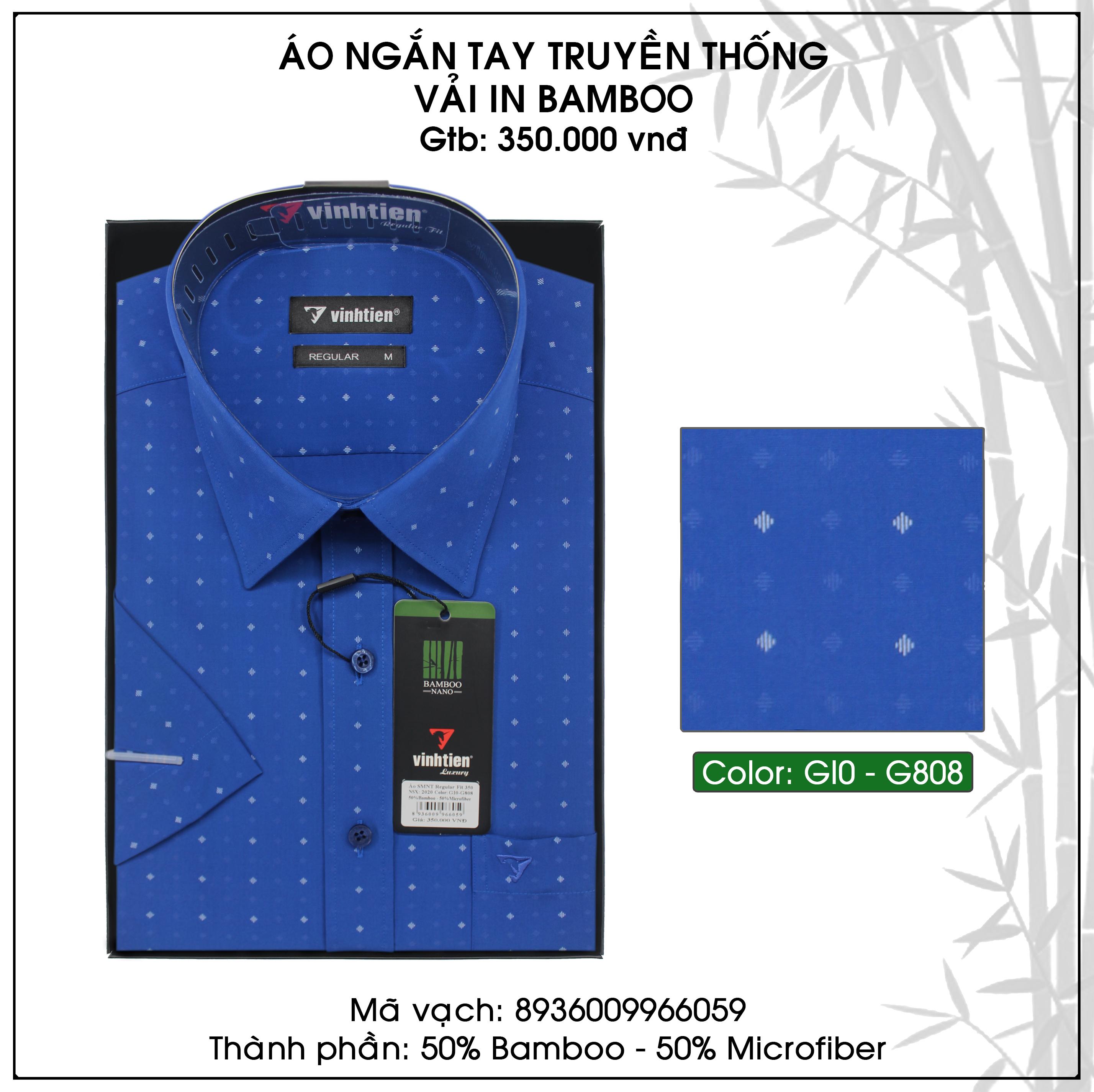 Áo Sơ Mi Cộc Tay Bamboo Dáng Regular Vĩnh Tiến G808