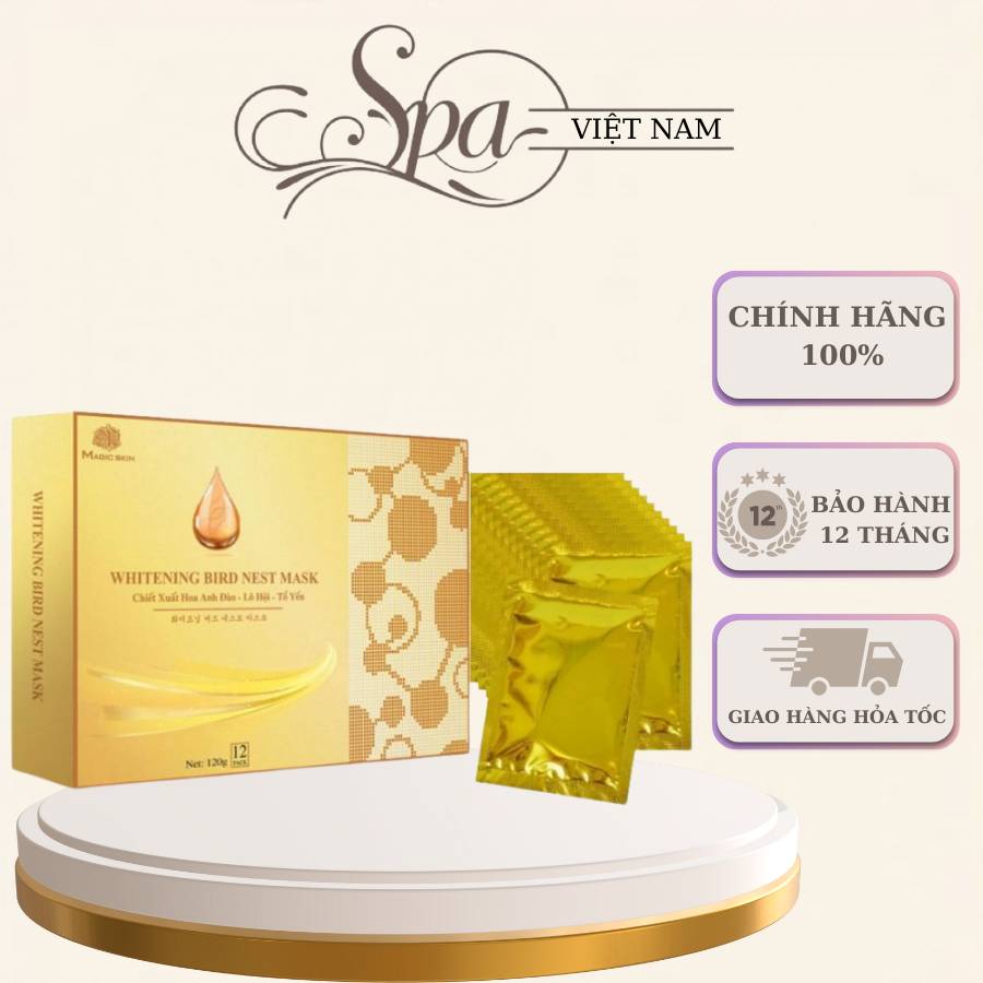 Mặt Nạ Trắng Da Magic Skin | Mặt Nạ Ủ Yến Cấy Trắng Hộp 12 Gói