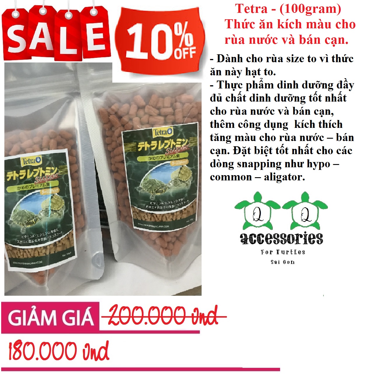[GIẢM GIÁ] Tetra - Thức ăn kích màu cho rùa nước và bán cạn (100gram) | Phụ Kiện Rùa Cảnh Sài Gòn