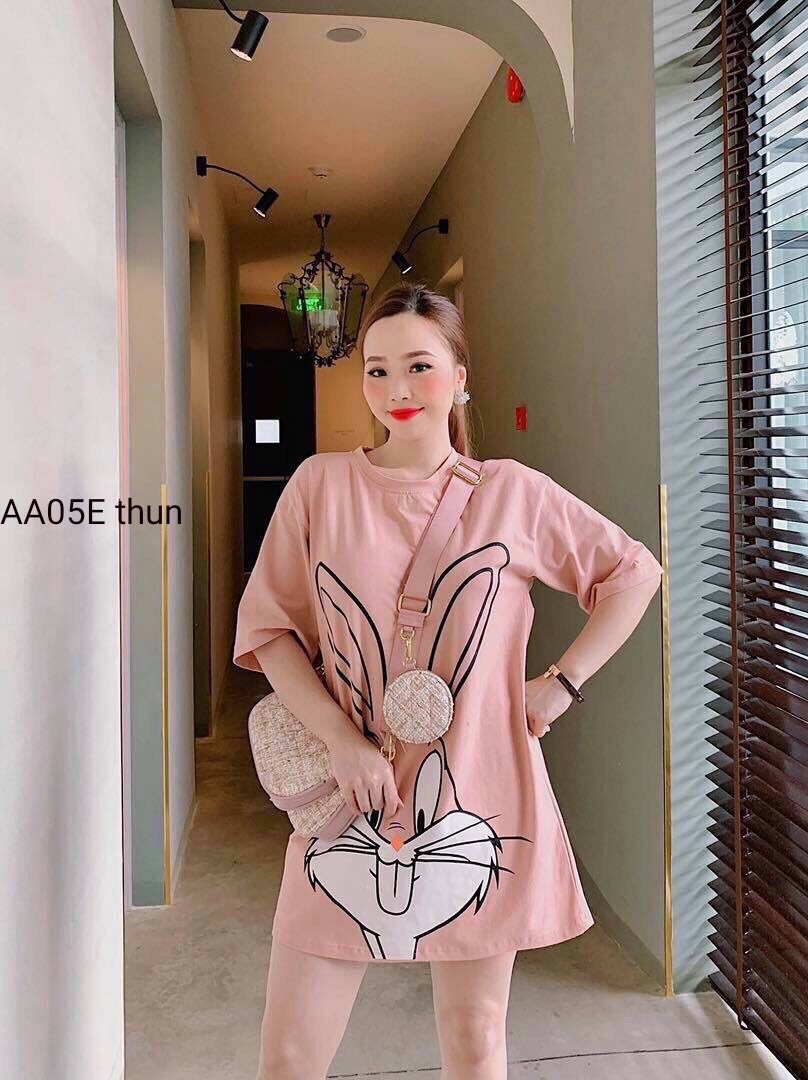 [HCM]ĐẦM THUN COTTON CHẤT MỊN MÁT IN HÌNH " THỎ XINH" SIÊU YÊU CHO CÁC BẠN GÁI TP