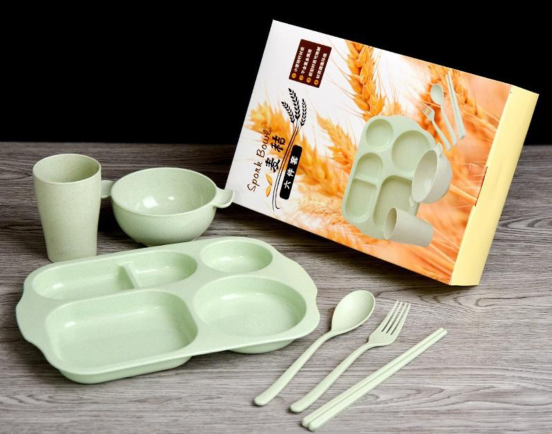 Bộ khay ăn dặm cho bé - Bộ khay 6 món ăn dặm làm từ lúa mạch an toàn cho bé - Bộ ăn dặm thân thiện môi trường cho bé