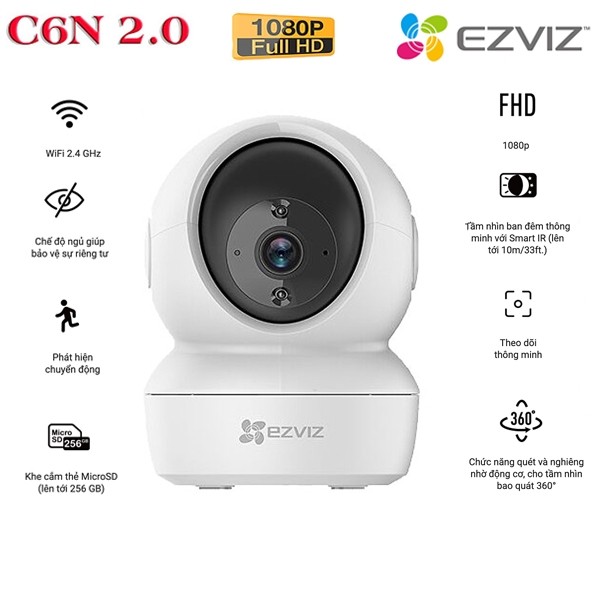 Ezviz C6N Camera wifi độ nét cao, 2.0 Megapixel FullHD 1080p, tặng thẻ nhớ