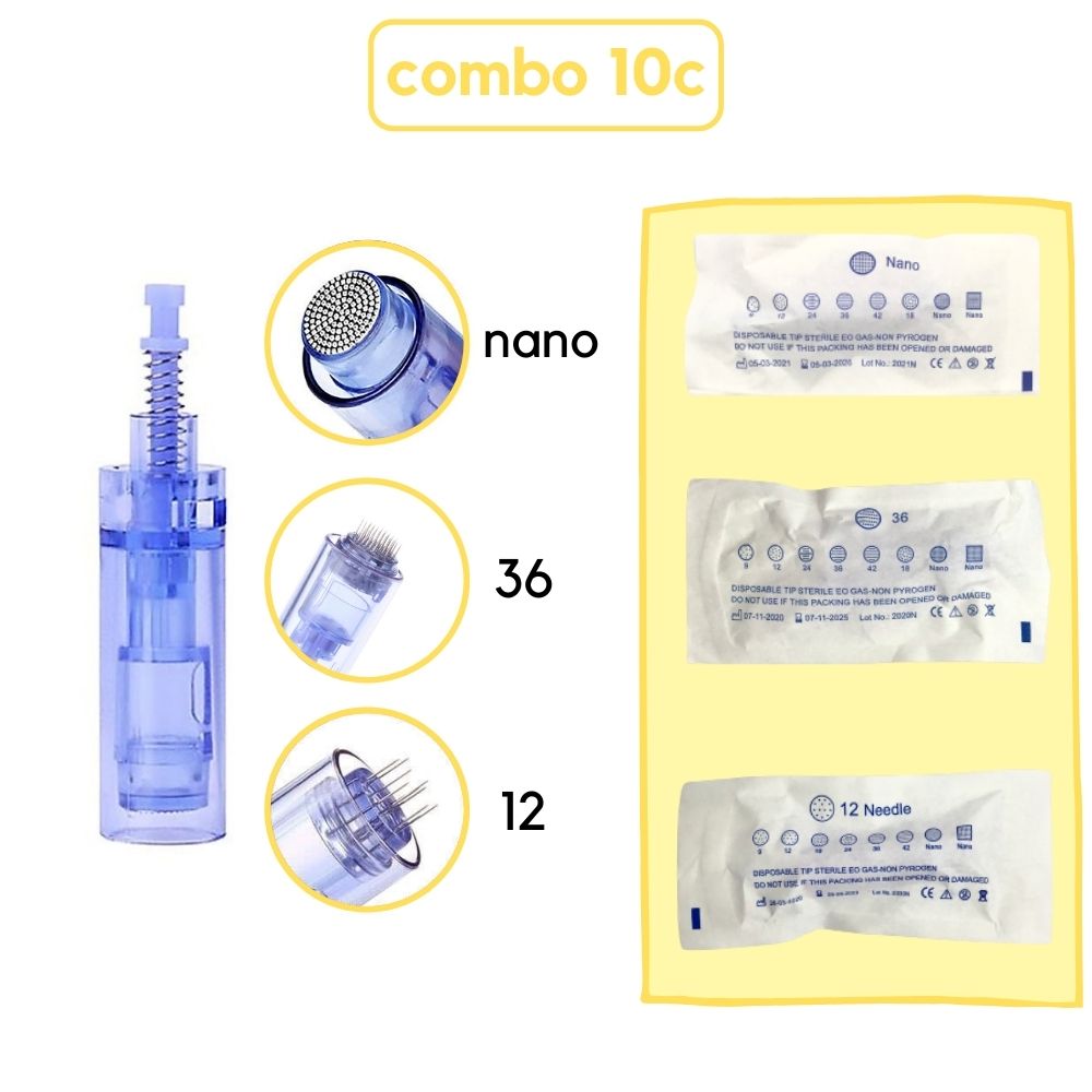 Đầu Kim Nano 12 36 COMBO10 Gắn Máy Phi Kim Phi Tảo Cấy Tảo Cấy Phấn Trắng Da