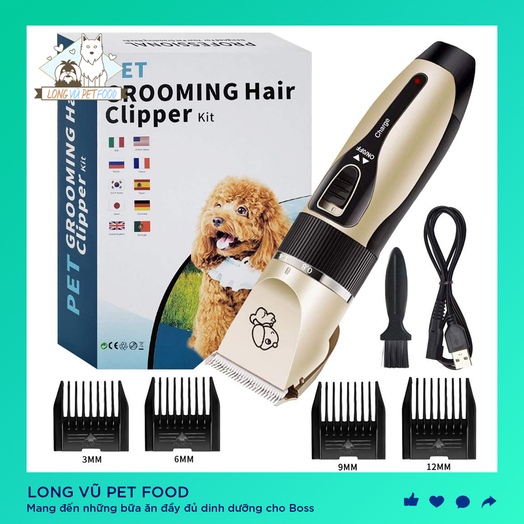 HÀNG CHÍNH HÃNG Tông Đơ Chó Mèo Pet Grooming Hair Clipper Kit - Tông Đơ Cắt Lông Chó Mèo- Long Vũ Pet Food