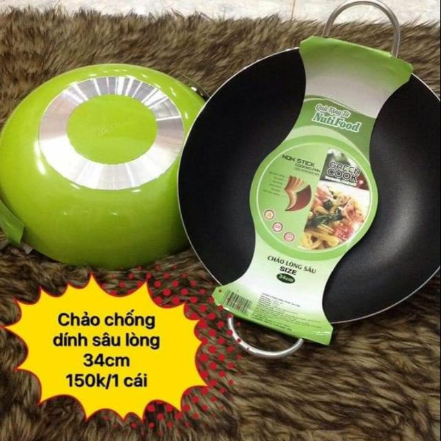Chảo chống dính 2 quai greencook 34cm