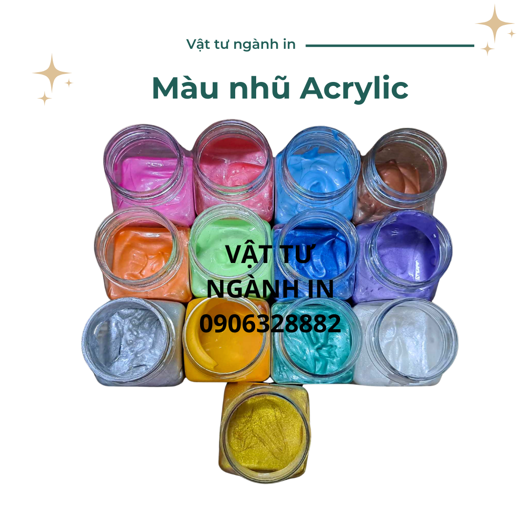 Hũ 100ml màu nhũ Acrylic dùng để tô tượng, vẽ tranh