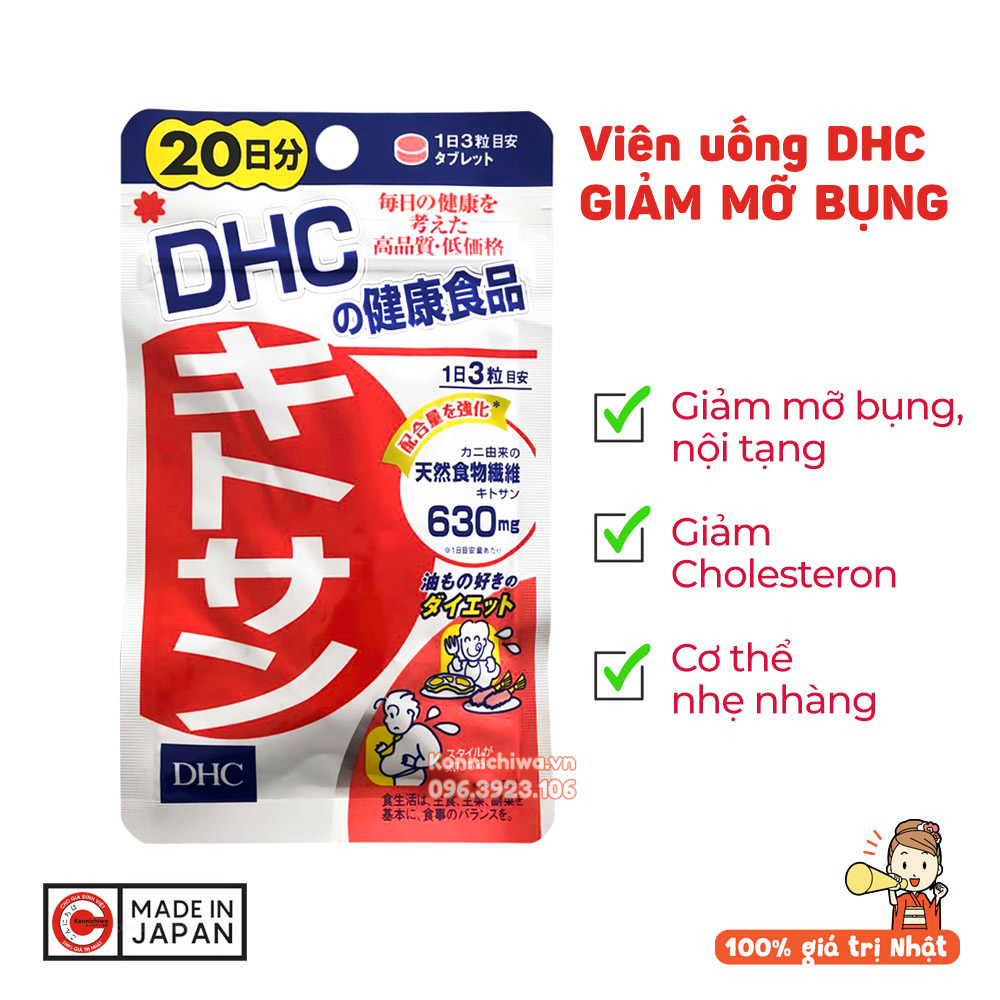 Viên uống giảm béo bụng DHC Chitosan gói 60 viên dùng 20 ngày